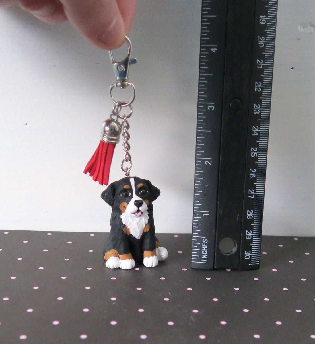 Bernese Mountain Dog keychain, stainless steel gemstone key chain, dog bag  charm, bernese mountain dog jewelry, jewellery, Christmas, gift