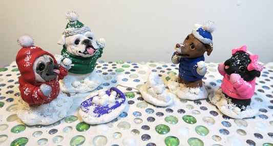 *RESERVED- ONLY FOR ROSE* Snowball fight Hand Sculpted Collectibles
