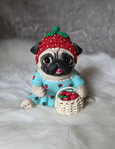 RESERVED for Ashley 2 Pug Hand sculpted Clay Collectibles