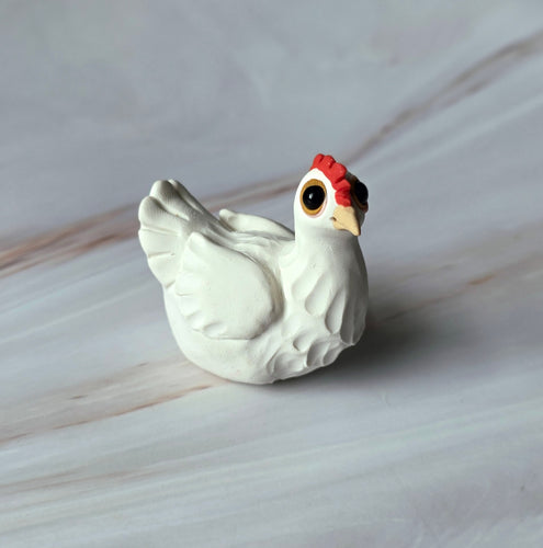 Little White Hen Hand Sculpted Collectible