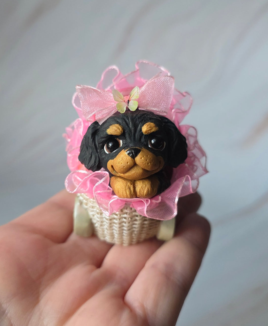RESERVED for Sandi Hand sculpted Clay Collectible Cavalier King Charles Spaniel
