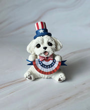 Load image into Gallery viewer, Maltese 4th of July Hand sculpted Clay Collectible