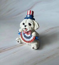 Load image into Gallery viewer, Maltese 4th of July Hand sculpted Clay Collectible