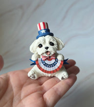 Load image into Gallery viewer, Maltese 4th of July Hand sculpted Clay Collectible