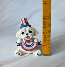 Load image into Gallery viewer, Maltese 4th of July Hand sculpted Clay Collectible