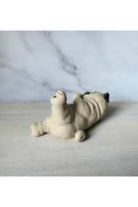 Fawn Pug with lollipop Hand Sculpted Furever Clay Collectible