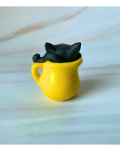 Load image into Gallery viewer, Black cat in Pitcher Hand Scuplted Clay Collectible