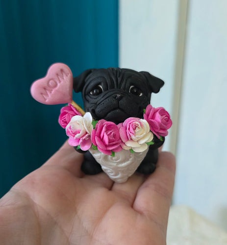 RESERVED for Ashley Pug Bundle Hand sculpted Clay Collectibles