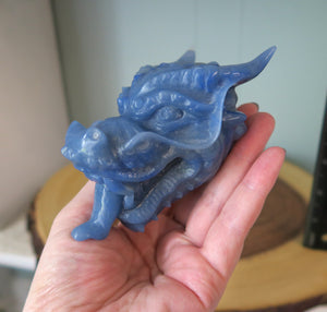 Blue Aventurine Dragon Head Crystal Collectible Carving