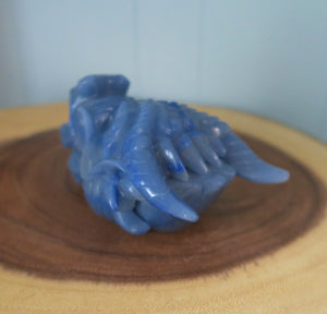 Blue Aventurine Dragon Head Crystal Collectible Carving