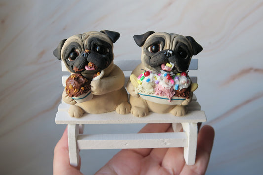 *RESERVED FOR SHARON*  Hand Sculpted Pug Collectibles
