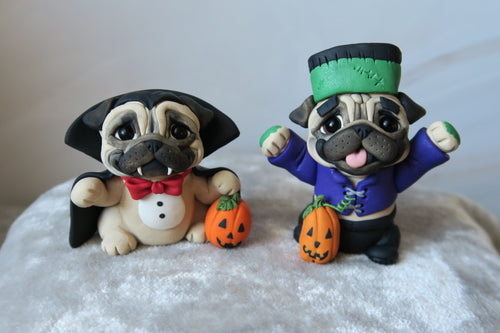 *RESERVED FOR SHARON*  Hand Sculpted Pug Collectibles