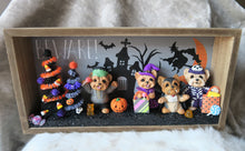 Load image into Gallery viewer, Trick or Treating Yorkies Halloween Scene Decor Hand Sculpted Clay Collectible