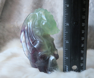 RESERVED FOR APRIL Ocean Jasper Sphere & Fluorite Skull/Dragon