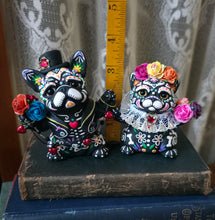Load image into Gallery viewer, RESERVED for Arlyne ONLY Dia de Muertos Frenchie/Cat Couple Hand Sculpted Clay Collectibles