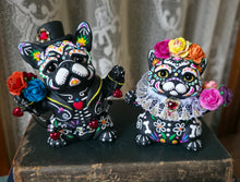 Load image into Gallery viewer, RESERVED for Arlyne ONLY Dia de Muertos Frenchie/Cat Couple Hand Sculpted Clay Collectibles