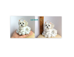 Cat Memorial Angel with Wings and Halo on cloud Keepsake portrait CUSTOM sculpture - Furever Clay