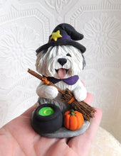 Load image into Gallery viewer, Old English Sheepdog Witch Halloween Hand Sculpted Clay Collectible