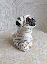 Load image into Gallery viewer, Mummy Pug Halloween Hand Sculpted Clay Collectible