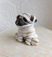 Load image into Gallery viewer, Mummy Pug Halloween Hand Sculpted Clay Collectible