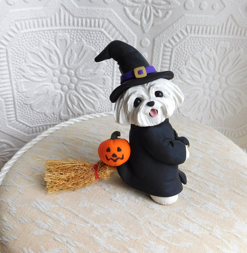 Maltese Witch Halloween costume Hand Sculpted Clay Collectible