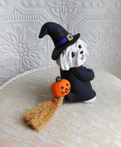 Maltese Witch Halloween costume Hand Sculpted Clay Collectible