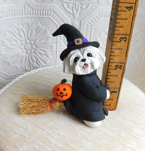 Maltese Witch Halloween costume Hand Sculpted Clay Collectible