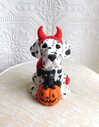 Great Dane Halloween Devil costume  Hand Sculpted Clay Collectible
