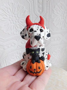 Great Dane Halloween Devil costume  Hand Sculpted Clay Collectible