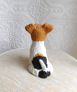 Wire Haired Fox Terrier with Pumpkin trio hand sculpted Collectible