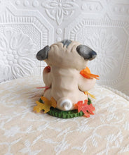 Load image into Gallery viewer, Autumn Pug with Pumpkins &amp; Leaves Hand Sculpted Collectible