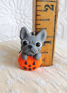 Frenchie Halloween Earrings Clay Sculpted Jewelry