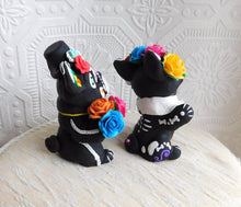 Load image into Gallery viewer, Dia de Muertos/Day of the dead French Bulldog Couple Hand Sculpted Clay Collectibles