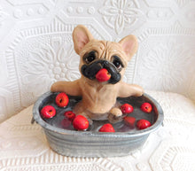 Load image into Gallery viewer, Autumn French Bulldog Bobbing for Apples Hand Sculpted Collectible