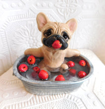 Load image into Gallery viewer, Autumn French Bulldog Bobbing for Apples Hand Sculpted Collectible