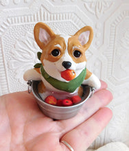 Load image into Gallery viewer, Autumn Corgi Bobbing for Apples Hand Sculpted Collectible