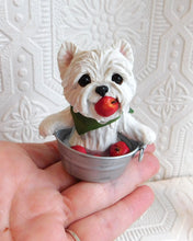 Load image into Gallery viewer, Autumn Westie Bobbing for Apples Hand Sculpted Collectible