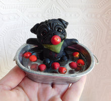 Load image into Gallery viewer, Autumn Pug Bobbing for Apples Hand Sculpted Collectible