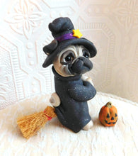 Load image into Gallery viewer, Pug Halloween Witch Sculpture hand sculpted Collectible
