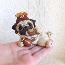 Load image into Gallery viewer, Thanksgiving Feast &amp; Football Pug Hand Sculpted Collectible
