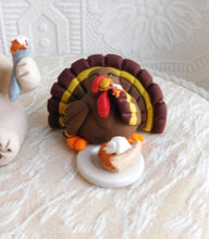 Load image into Gallery viewer, Thanksgiving &quot;Best part of the day&quot; Pug Chef &amp; turkey Hand Sculpted Collectible