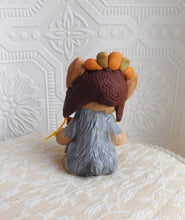 Load image into Gallery viewer, Thanksgiving Give Thanks Turkey Hat Yorkshire Terrier Hand Sculpted Collectible