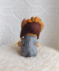 Thanksgiving Give Thanks Turkey Hat Yorkshire Terrier Hand Sculpted Collectible