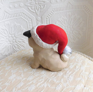 Christmas Cutie Pug with Gingerbread man Hand Sculpted Collectible