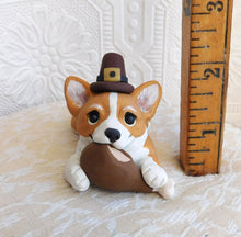 Load image into Gallery viewer, Thanksgiving Corgi with turkey leg Hand Sculpted Collectible