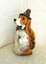 Load image into Gallery viewer, Thanksgiving Basset Hound on a Turkey Hand Sculpted Collectible
