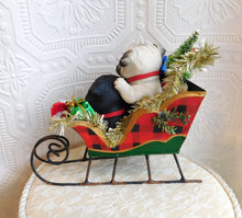 Load image into Gallery viewer, Pug Pair Christmas Sleigh Home Decor Hand sculpted Clay Collectible