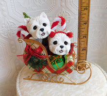Load image into Gallery viewer, West Highland White Terrier Pair Christmas Sleigh Home Decor Hand sculpted Clay Collectible