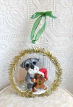 Load image into Gallery viewer, *ORDER for SARA* Schnauzer withh Gingerbrread Man Christmas Ornament Hand Sculpted Collectible