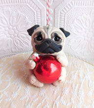 Load image into Gallery viewer, Pug Christmas ornament Hand Sculpted Collectible